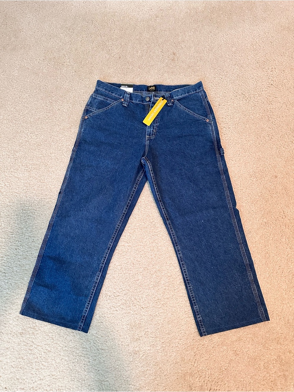 Lee Men’s Carpenter Jeans Loose Fit Straight Leg Original Stone - Custom Hemmed